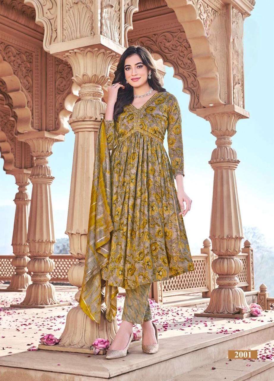 Zoya Vol 2 By Fvd Rayon Foil Printed Alia Cut Kurti With Bottom Dupatta Wholesale Price In Surat